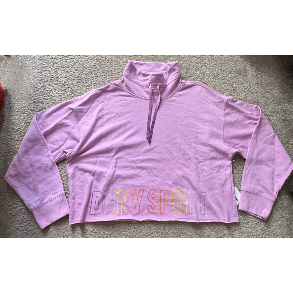 DKNY Sport Women's Ombre Logo Funnel Neck Lilac Sweatshirt Size X-Large XL NWT